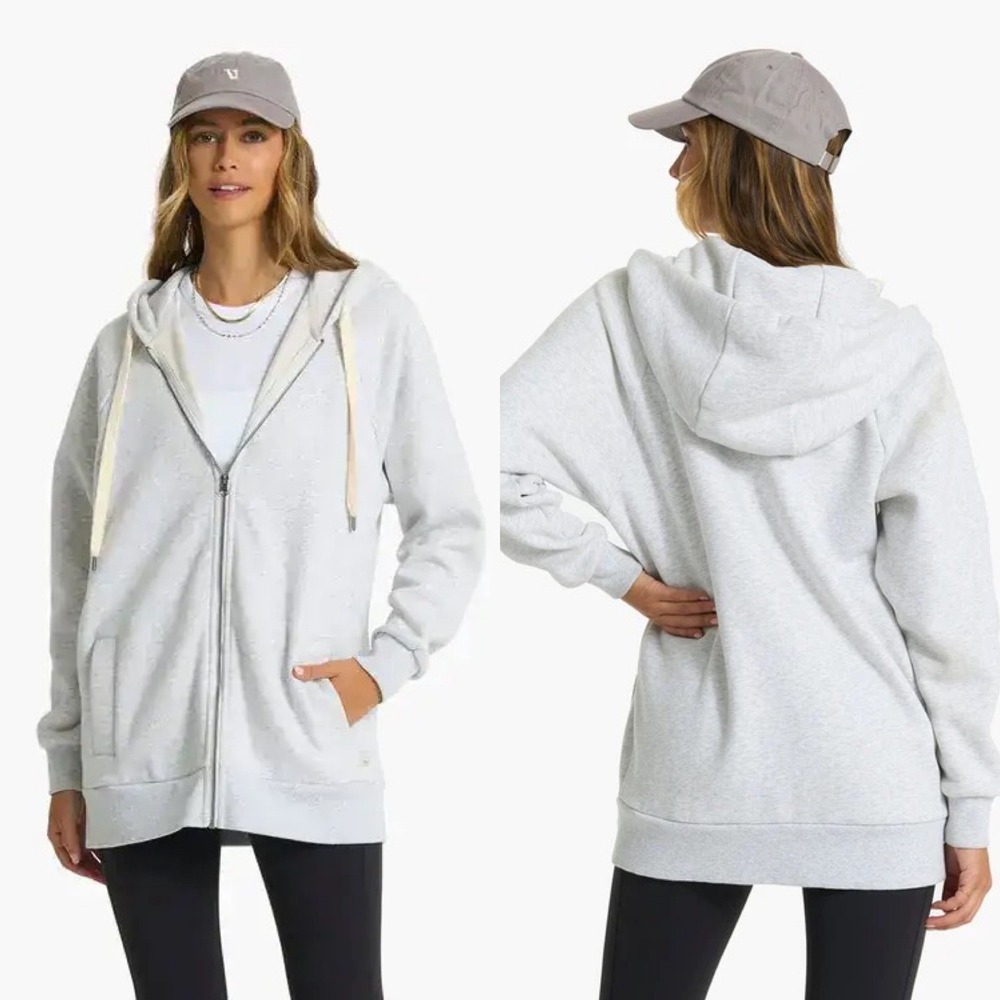 Vuori Restore Oversized Full Zip Hoodie Organic Cotton Womens XXL Heather Grey